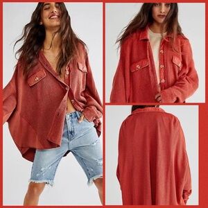 Free People NWT Women’s Oversized One Scout Jacket Rust Color Size L $128 Retail